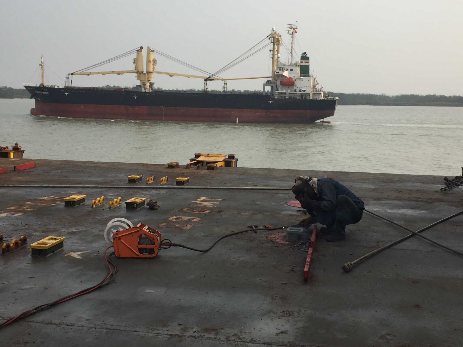 Repair on deck in Tan Vu Port, Haiphong, Vietnam.